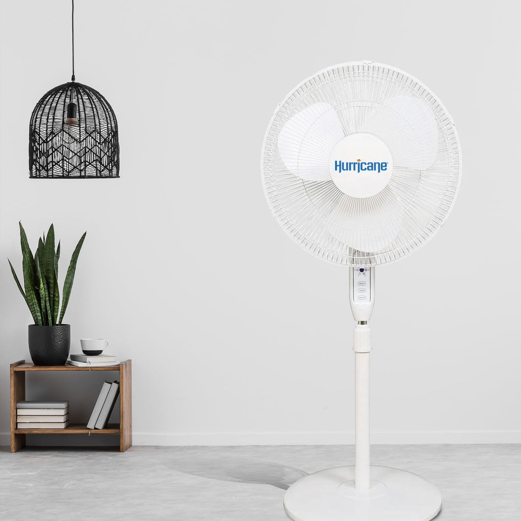 Supreme Oscillating Pedestal Fan w/ Remote , White, 16 in