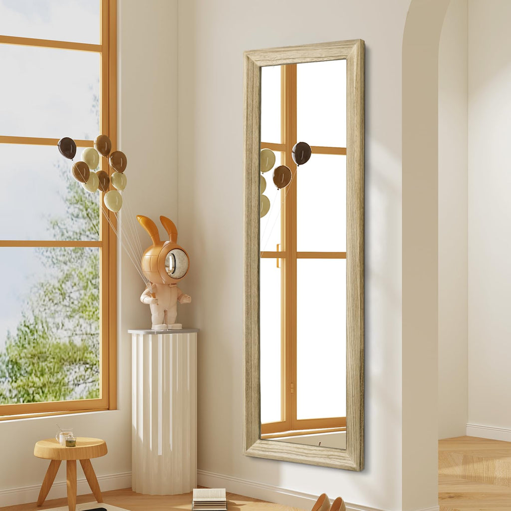 Full Length Door Mirror Wooden Frame Large Mirrors for Wall 58"x20" Rectangular Living Room Bathroom Dressing Room