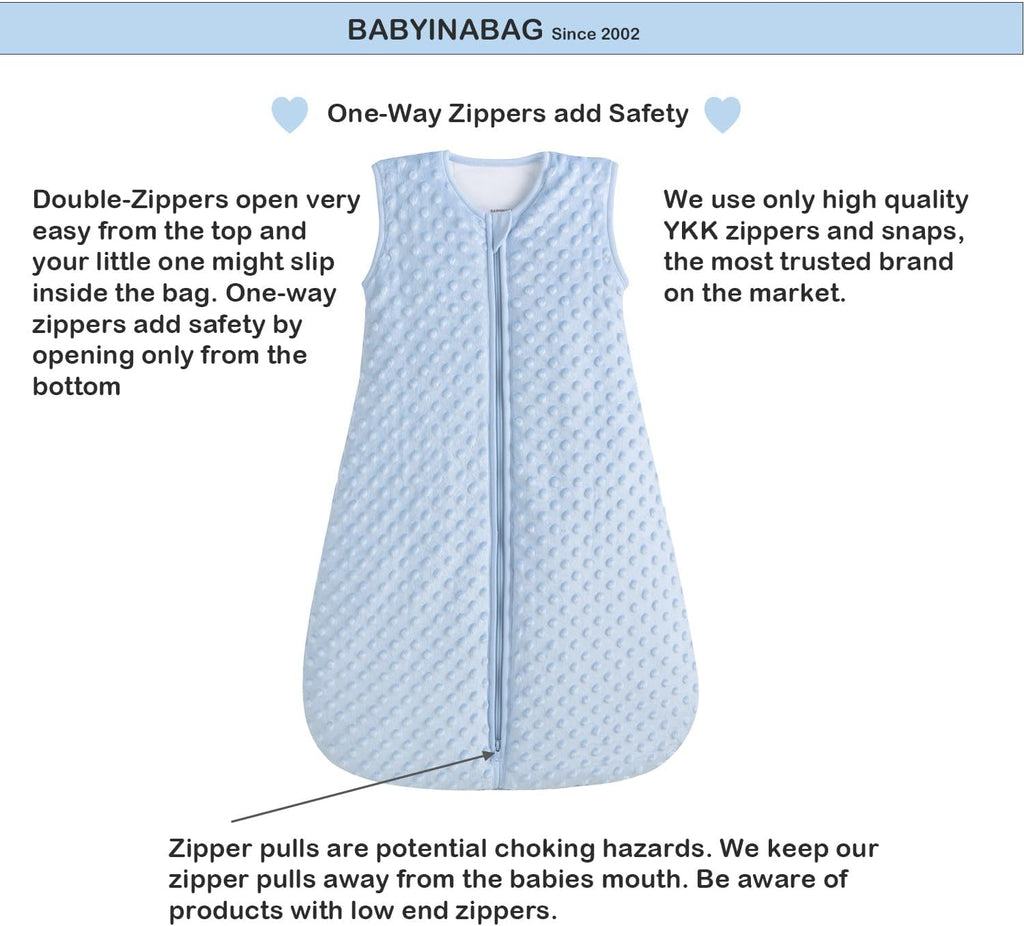 Very Warm 2.5 Tog Quilted Winter Model Baby Sleep Bag or Sack, Plush Minky Dot for Infants and Toddlers