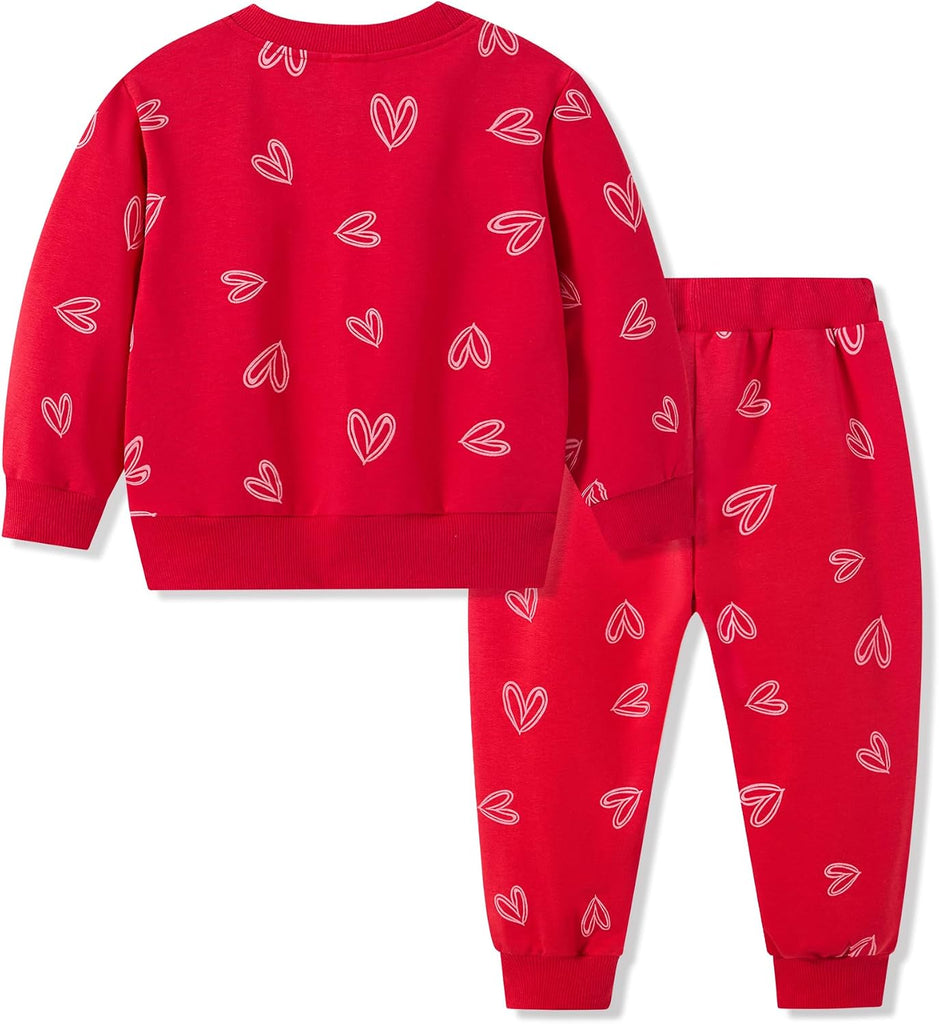Toddler Girls Fall Heart Sweatshirt Jogger Pants Set