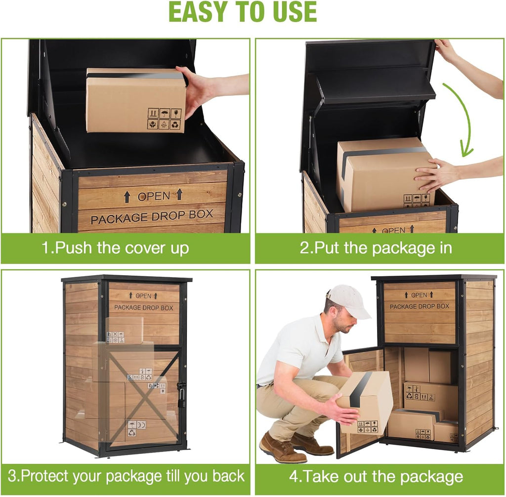 Package Delivery Boxes Parcel Drop Box with Combination Lockable, Secure Anti Theft Package Delivery Box Curbside