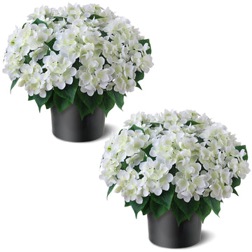 2 Sets Artificial Flower Topiary Ball Trees for Porch (White)