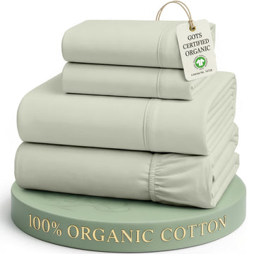 Sheet Set 100% Organic Cotton Percale Cooling - Mineral