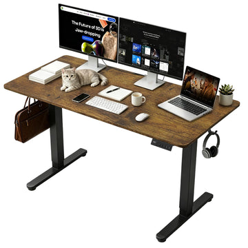 48 Inch Height Adjustable Desk, Dark Walnut
