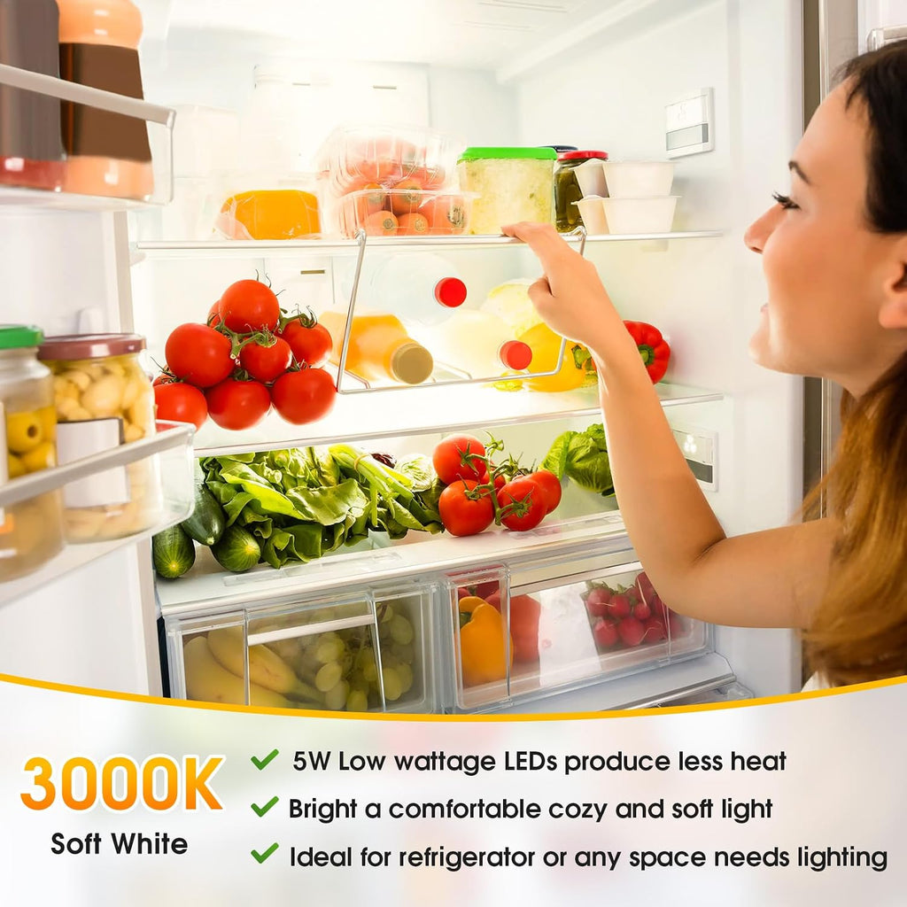 A15 LED Refrigerator Light Bulb, 40 Watt Equivalent 3000K 4-Pack
