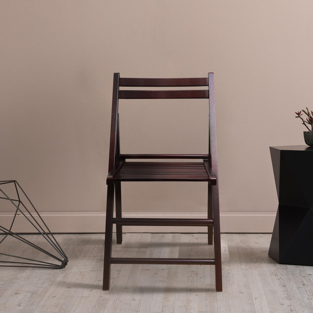 Wooden Folding Chairs 2-Pcs Set - Espresso