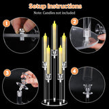 2 Sets 5 Arms Acrylic Candelabra Centerpieces for Tables,Clear Candle Holder,27" Tall Candlestick Holders with