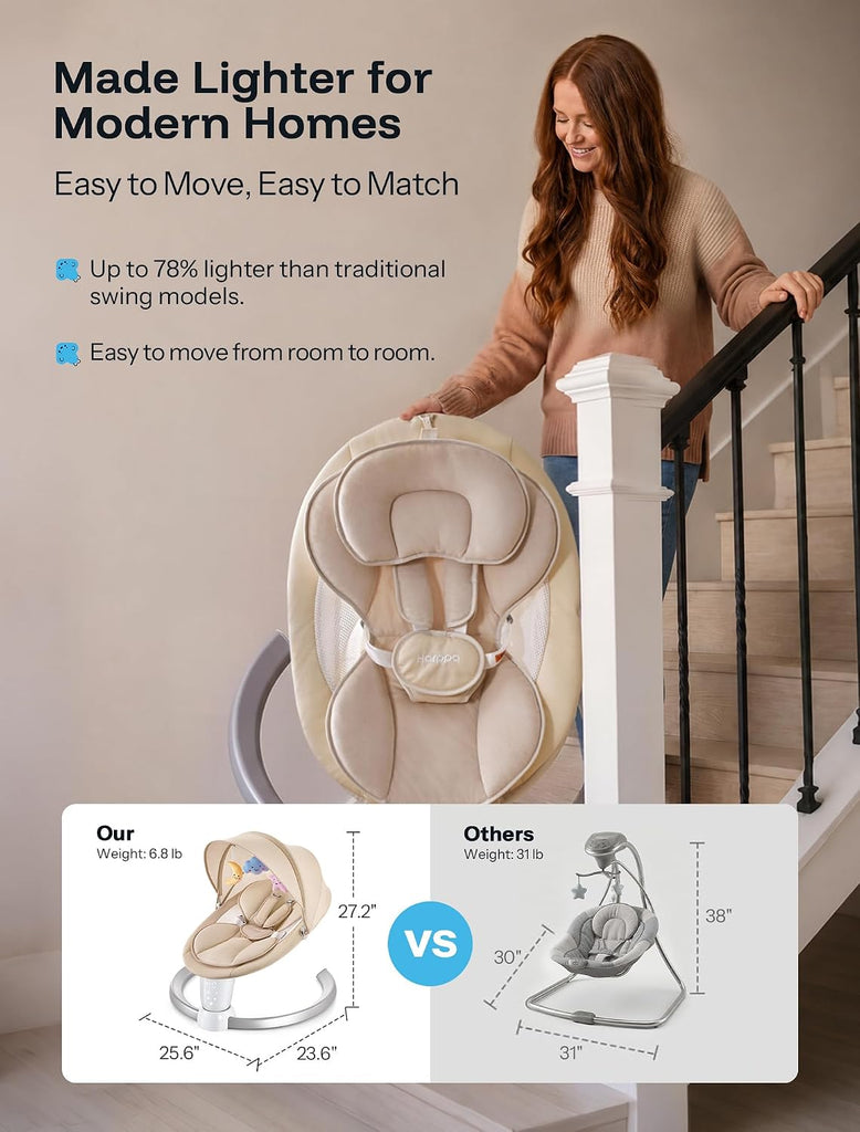 Weddell Baby Swings for Infants with Canopy and Mosquito Net, Khaki