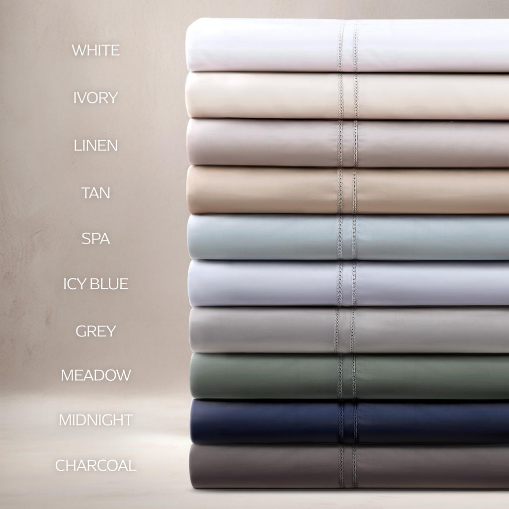Yalda Pillowcase Set - 100% Certified Egyptian Cotton, Double-Hem Stitch, King, Grey