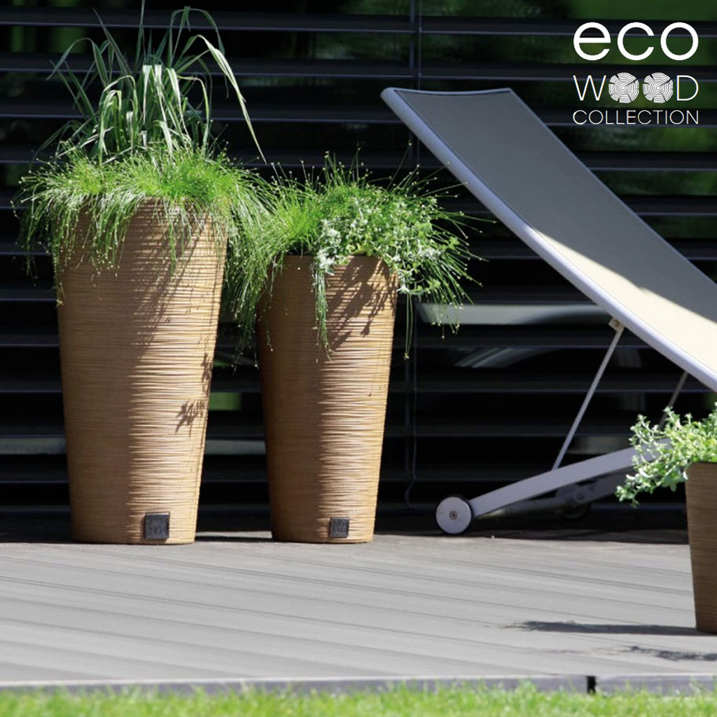 Scandinavian Blue Planter with Reservoir, Furu Collection, 30 x 30 x 57.5 cm, 15 Litre Capacity, 30 x 30 x 57, 5 cm