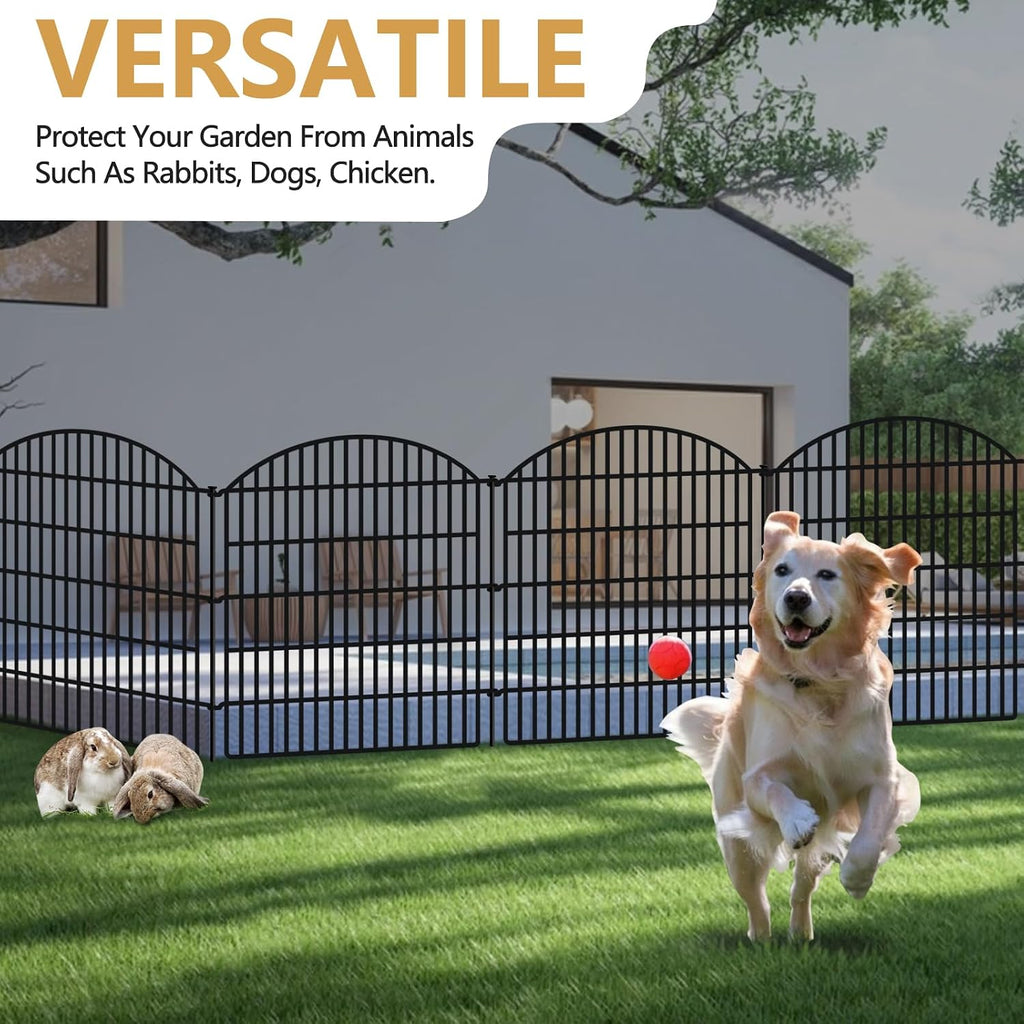 16 Panels Decorative Garden Metal Fence, 33in (H) x 38.67ft (L) No Dig Dog Fencing for Outdoor Yard, Rustproof Animal