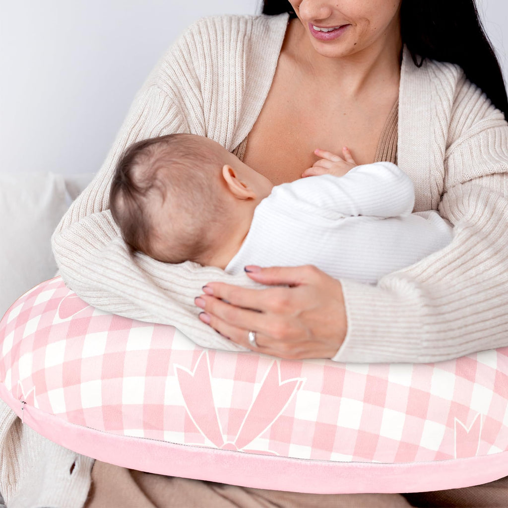 Nursing Pillow Cover, Soft Stretchy Nursing Cover for Breastfeeding Pillow, 1 Pack Reversible Removable Slipover for