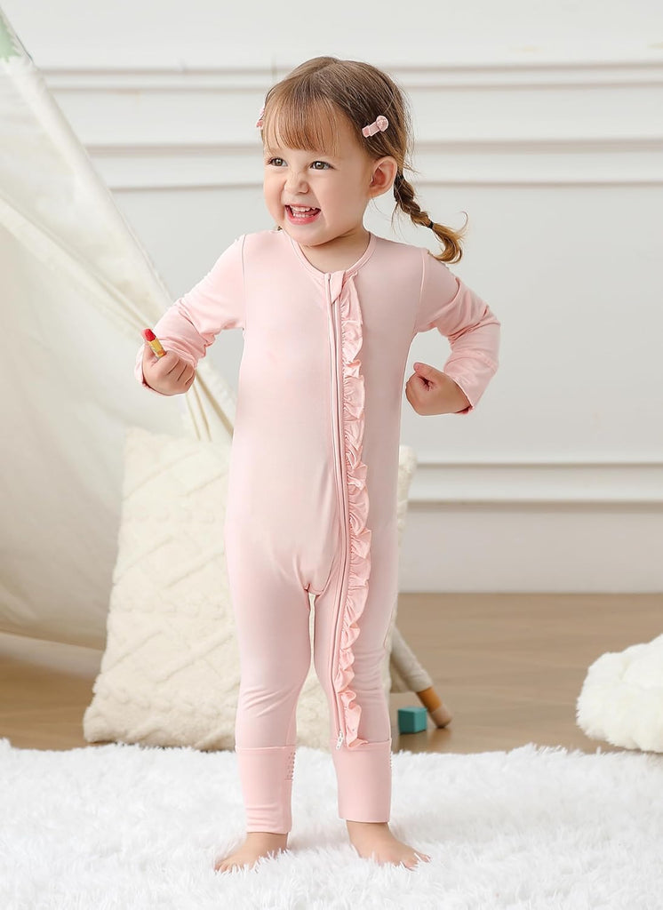 Baby Girl Viscose from Bamboo Sleeper Pajamas with Mitten Cuffs