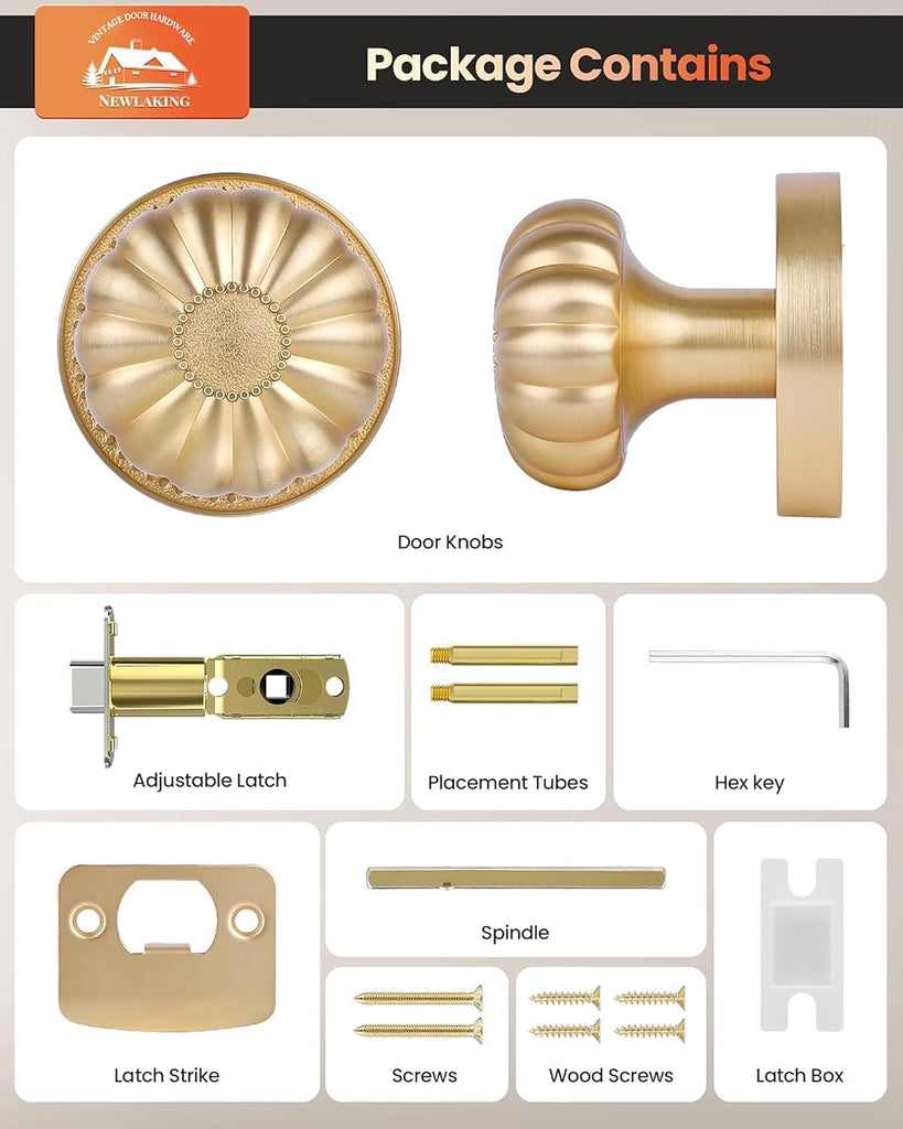 Passage Door Knob Interior, Champagne Bronze, 1 Pack