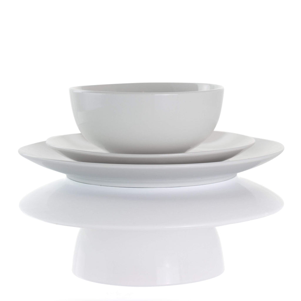 Owen 18 Piece Porcelain Dinnerware Set with 2 Large Serving Bowls in White