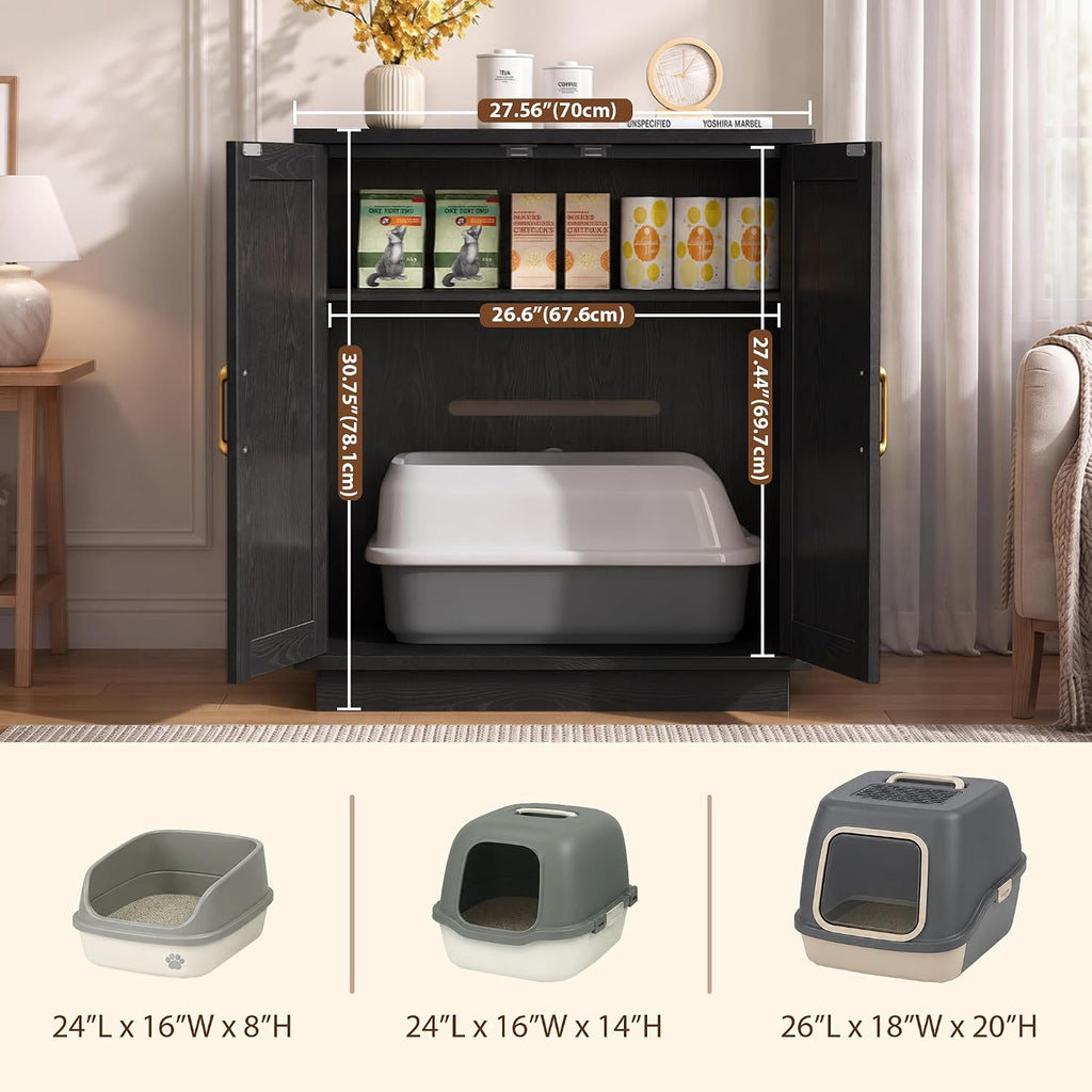 Cat Litter Box Enclosure Furniture-Hidden Storage