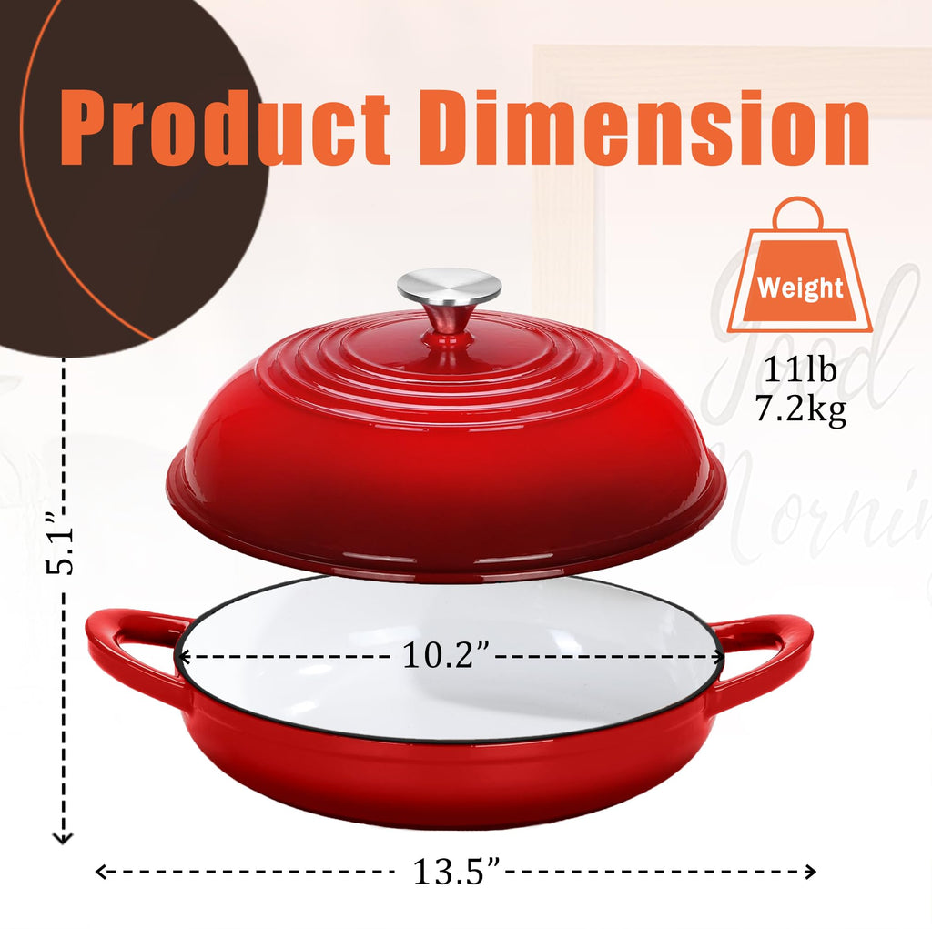 6 QT Enameled Cast Iron Round Bread Oven, Sourdough Dutch Oven