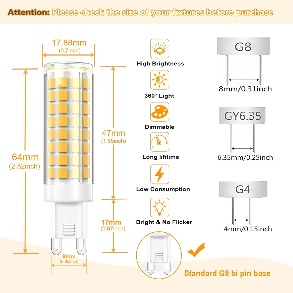 G9 LED Light Bulbs 7W Dimmable 730LM Equivalent to 75W