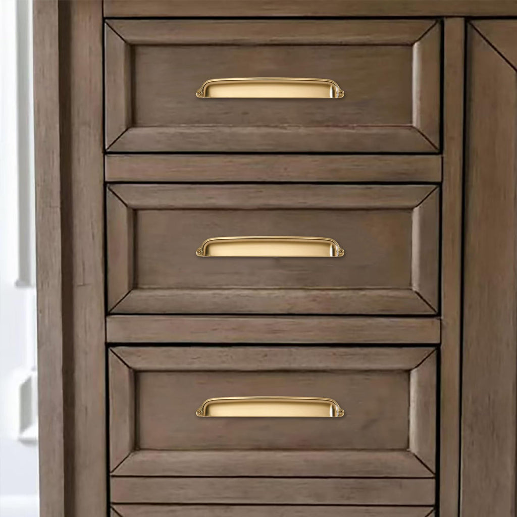 2 Pack Champagne Bronze Cup Pulls 2-1/2 Inch Center to Center - Cabinet & Drawer Handles Hardware