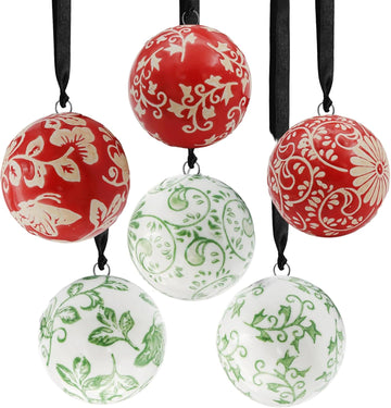 Red and White Decorative Balls - Balls Ceramics Decorative Chinoiserie Balls for Centerpiece Bowls Farmhouse - Set of 6