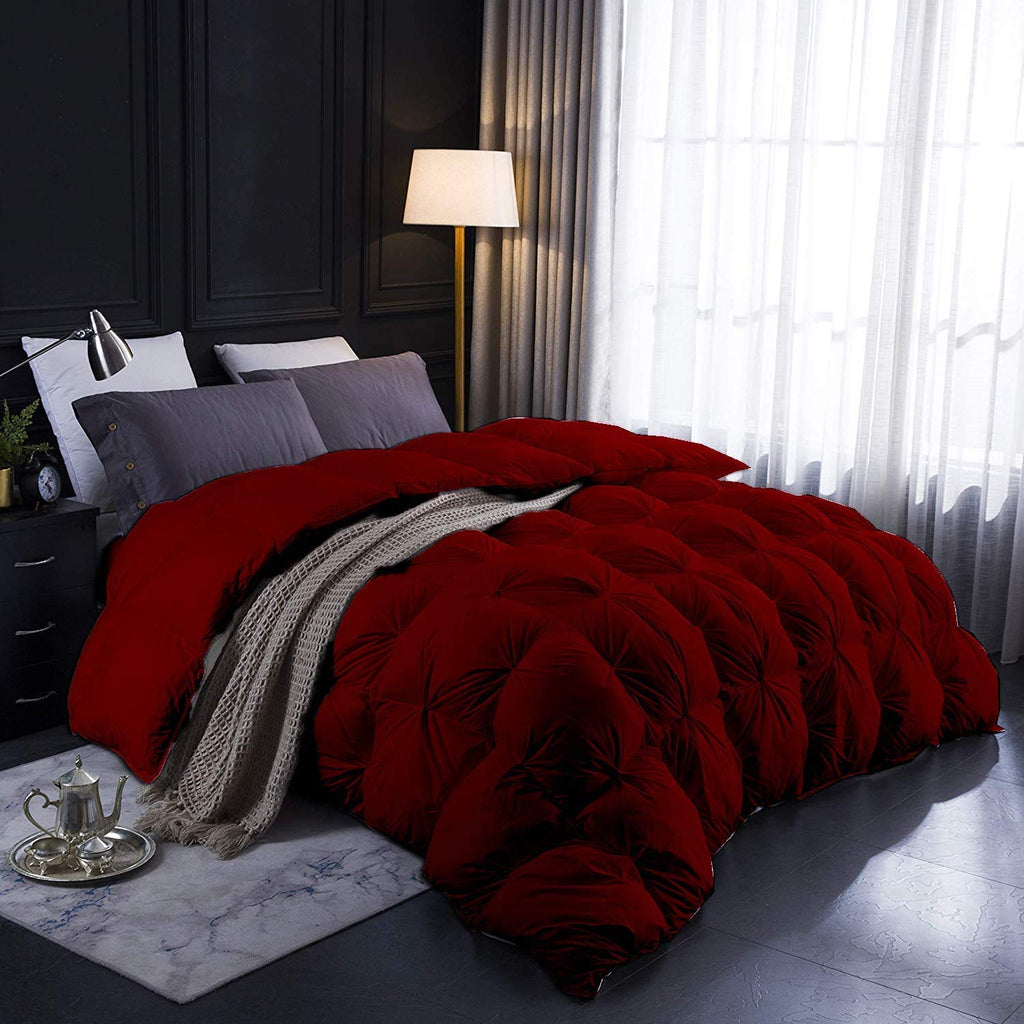 Pinch Pleated Down Comforter Super King Plus 120x120 Inches 1 Piece All-Season Duvet Insert, 500 GSM Corner