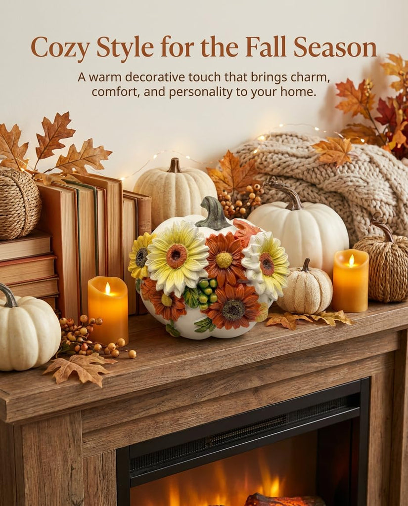 Fall Decorations Floral Pumpkin Figurine Harvest Tabletop Decor
