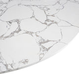 Sonya Modern Round Dining Table with Drum Base and Faux Marble Stone Top, Easy Assembly for Home, Kitchen and Living