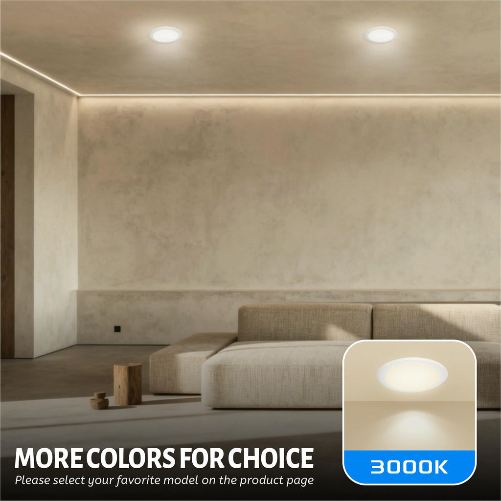 6" Dimmable LED Disk Light, 16.5W 1000Lm 3000K Warm White, Low Profile Flush Mount Recessed Retrofit Ceiling Lights