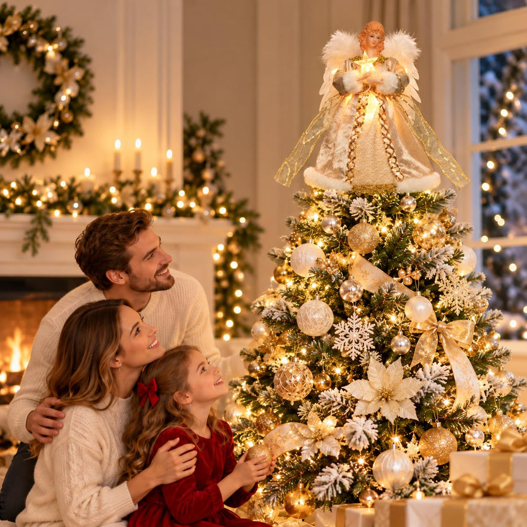 Moving Angel Christmas Tree Topper with Lights