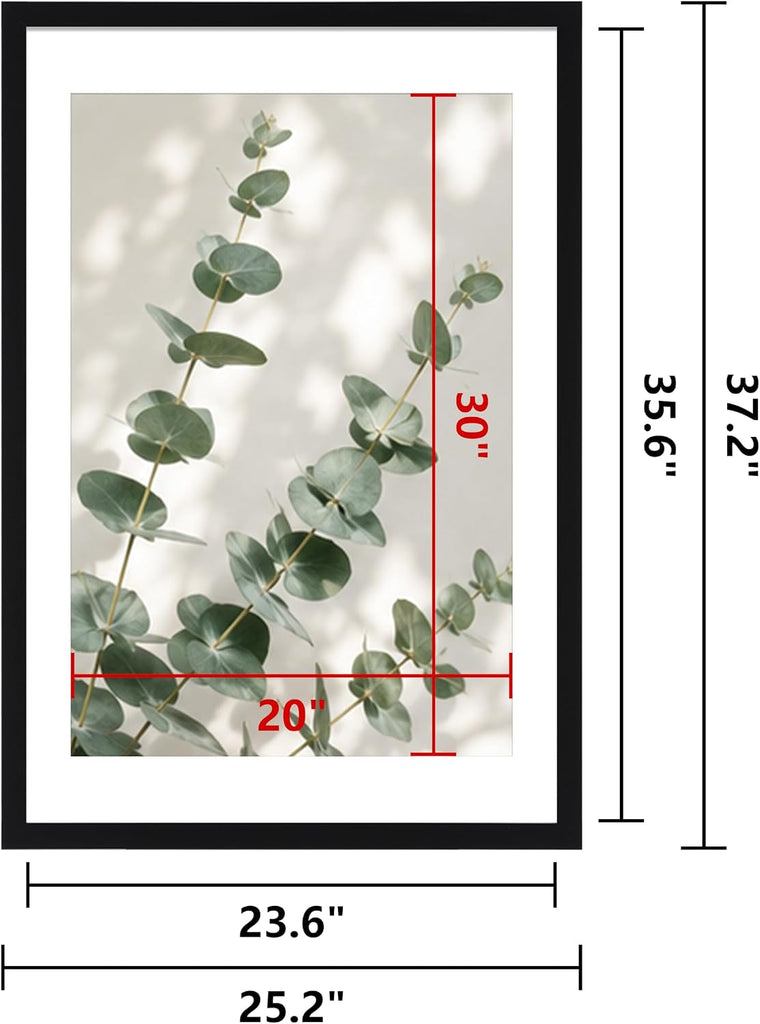 24x36 Poster Frame 4 Pack, Black, Mat for 20x30 Picture | Fits 24 x 36 poster or 20 by 30 Photo with Mat, Wall