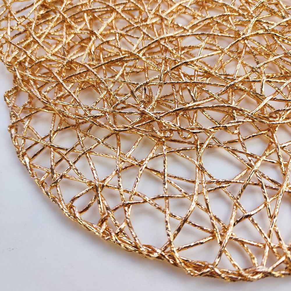 Inch Boho Round Woven Gold Placemats Shiny Place Mats - Set of 6