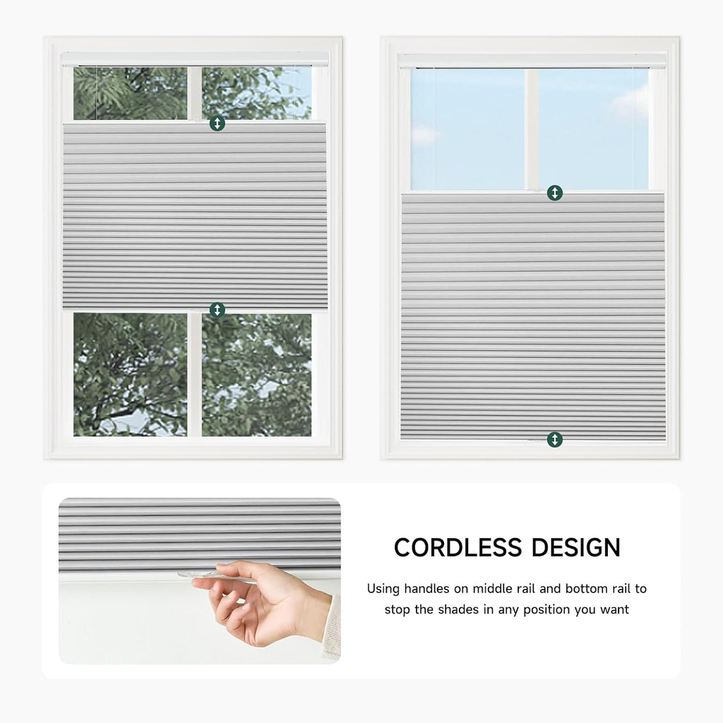 Blinds Cordless Top Down Bottom Up Blackout Cellular Shade for Window (Light Grey, 33.5X72)