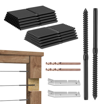 100 Pack Black T316 Stainless Steel Left&Right Handed Thread Swage Lag Screws for Wood Post 1/8" Black Cable Deck