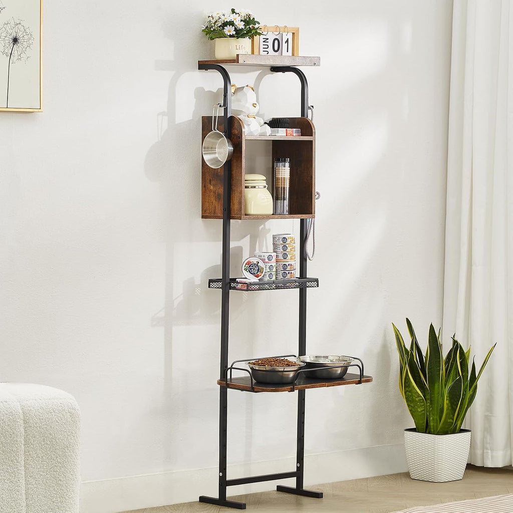 Elevated Dog Bowls with 7 Adjustable Height, Dog Feeding Station with Storage, Raised Dog Bowl Stand, Lifted Dog Bowl
