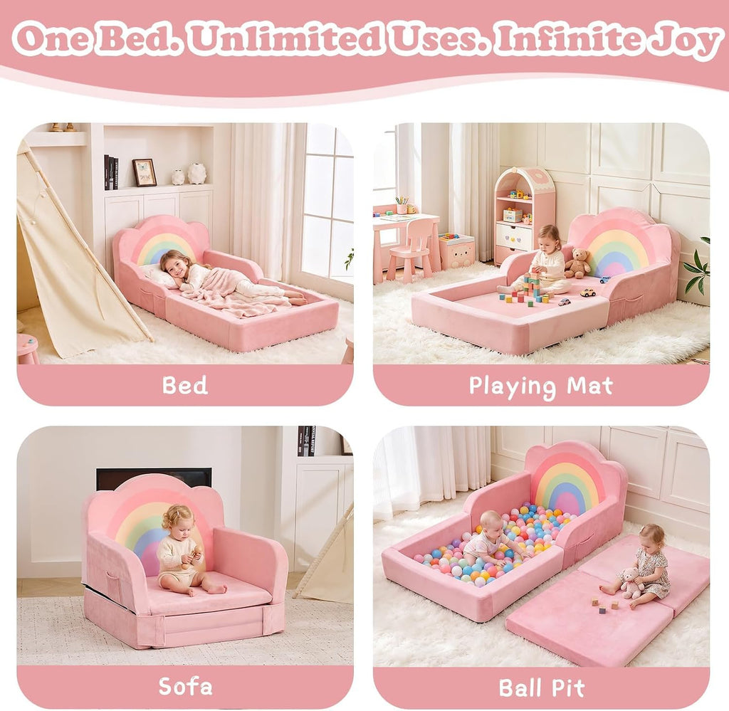 Toddler Floor Bed, Soft Foam Toddler Bed and Kids Bed, No Assembly Required