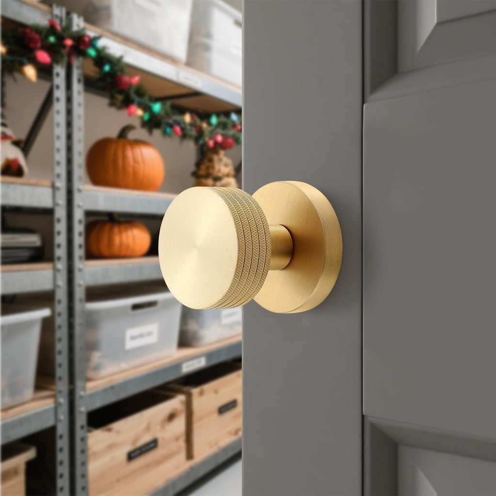 Knurled Solid Brass Non-Turning Dummy Door Knob, 2 Pack