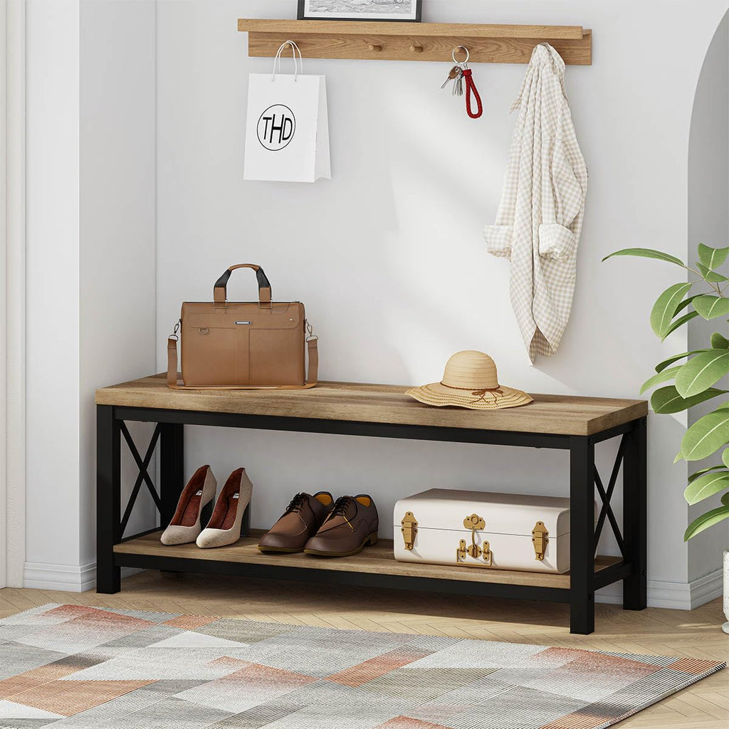 Entryway Shoe Bench for Mudroom, Farmhouse Bench with Storage