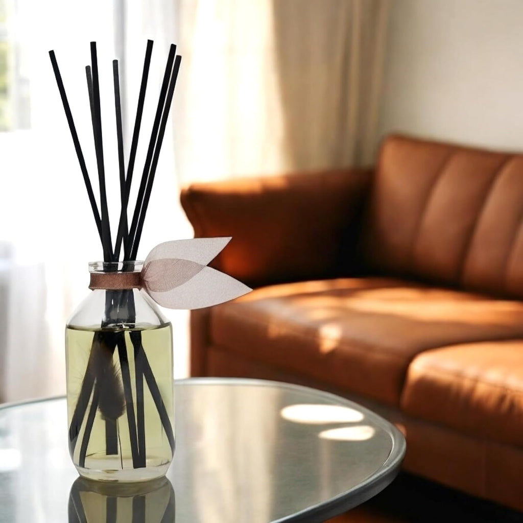 Reed Diffuser Set, Santal (Sandalwood) Scented Oil Diffuser with Sticks, Home Fragrance Accessories Shelf Decor