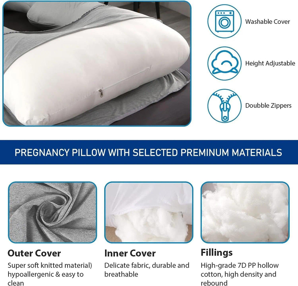 Pregnancy Pillows for Sleeping, U Shaped Full Body Maternity Pillow for Pregnant Women with Removable Bean Velvet