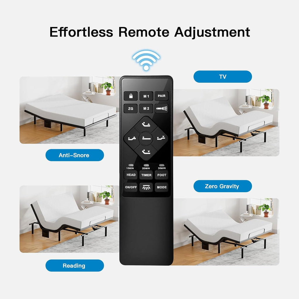 Split King Adjustable Bed Frame with Massage, Electric Bed Base with Head & Foot Incline, USB-A & USB-C Ports, LED