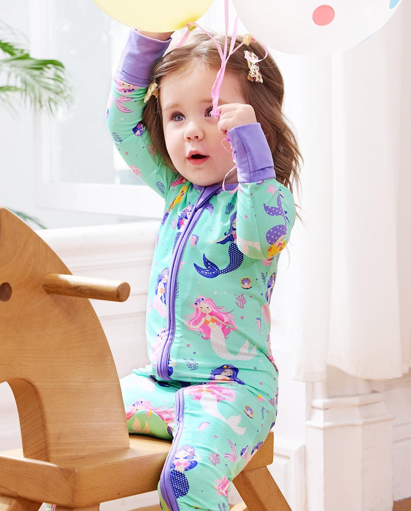 Viscose Derived from Bamboo Baby Footie Pajamas Convertible Sleeper for Baby Girl Zipper Onesie