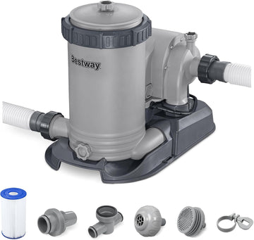 2,500 GPH Filter Pump for Above Ground Swimming Pool with Type IV-B Cartridge, Adapter Accessories and Timer