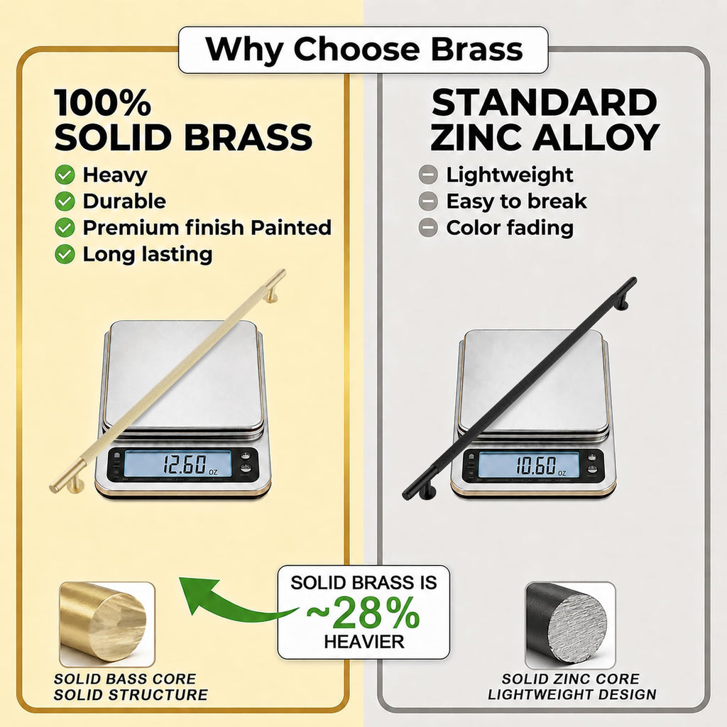 Solid Brass Extra Long Cabinet Pulls, 12-3/5-Inch Handles