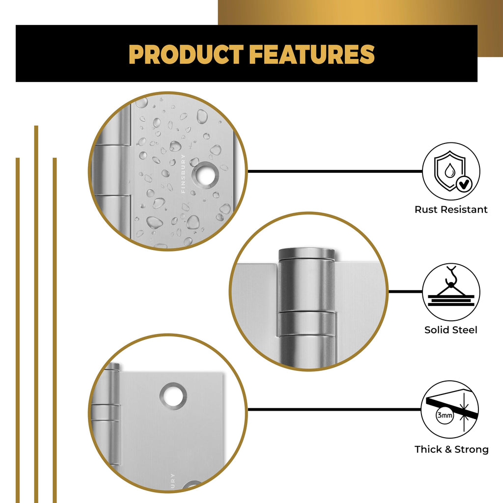 Door Hinge Ball Bearing 3.5 x 3.5 Inches Solid Steel Durable Heavy Duty Machined NRP Architectural Grade Mortise