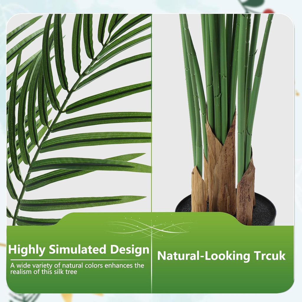 7ft Artificial Palm Tree Outdoor, Large Fake Tropical Areca Palm with 18 Trunks, Tall Faux Floor Plants for Indoor