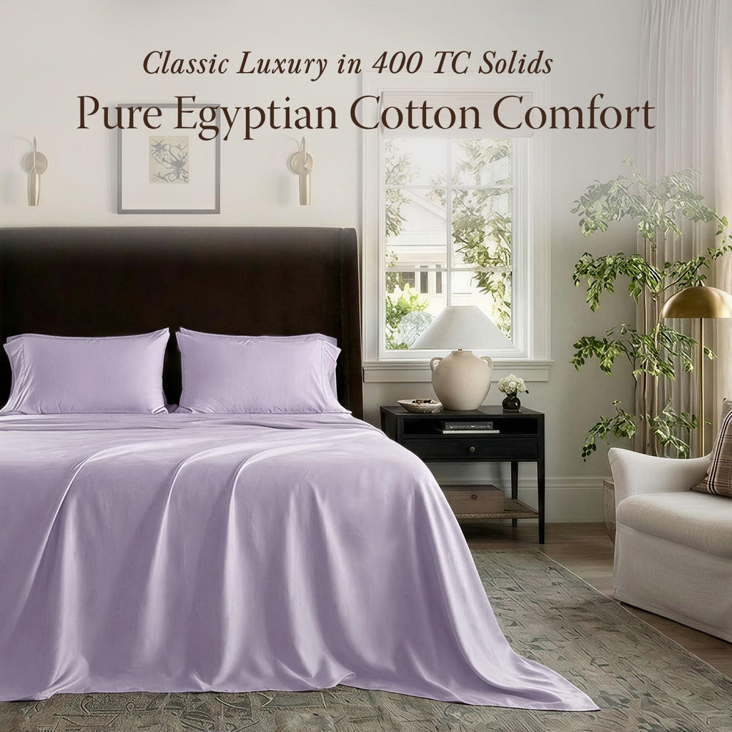 400 Thread Count Egyptian Cotton Queen Sheet Set, Sateen, Lilac