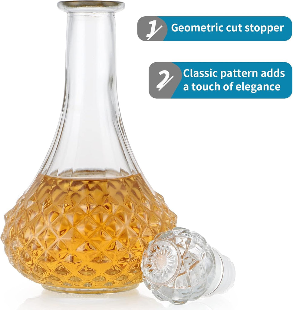 Glass Decanter with Airtight Stopper, 800ML/27OZ Liquor Decanter Bottle for Wine, Whiskey, Brandy, Vodka (Long Neck)