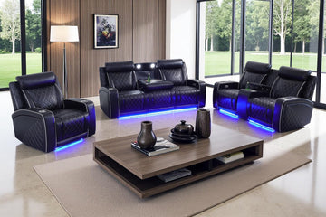 Power Leather Recliner Sofa Set with LED, Power Recliner Sofa Sectional Couches, Reclining Couch, loveseat, Chair