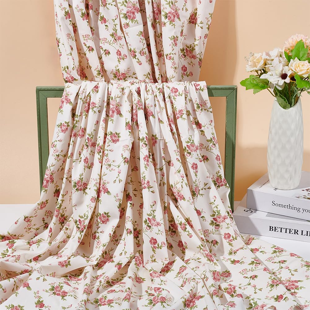 1.1 Yard Print Floral Cotton Fabric, 63 Inch Wide Rose Flowers Pattern Precuts Fabric Quilting Accessories for Craft