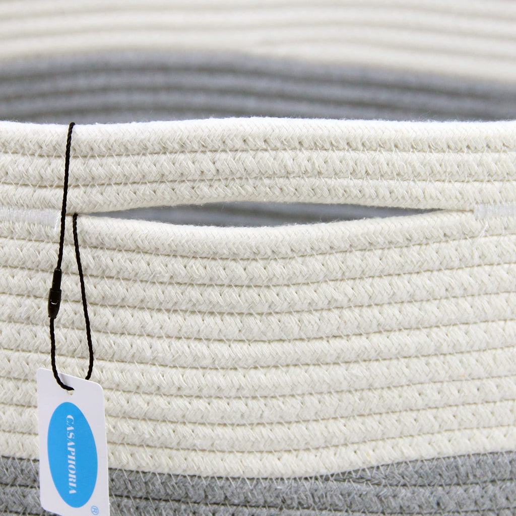 XXXLarge Cotton Rope Basket - Woven Storage Basket with Handle for Blankets, Towels and Pillows Laundry Hamper